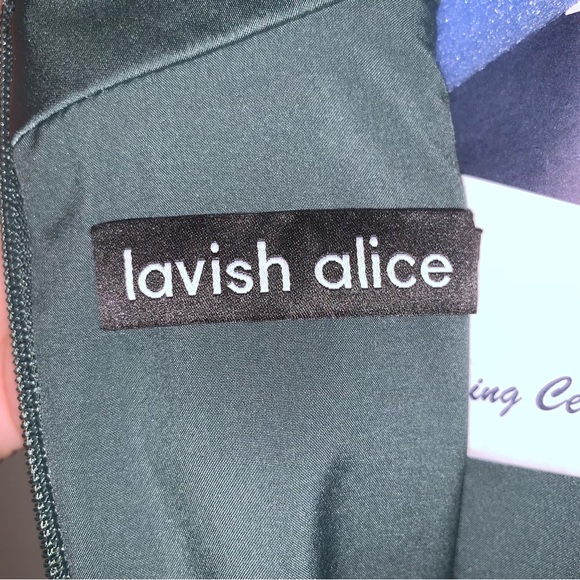 Lavish Alice High Neck One-Shoulder Cocktail Dress in Deep Pine Green - Picture 6 of 9